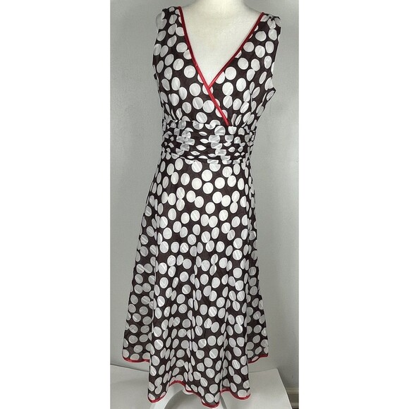 Vtg Robbie Bee Brown Polka Dot Dress 6 Classic Retro Pin Up Marilyn Monroe Julia - Picture 8 of 16
